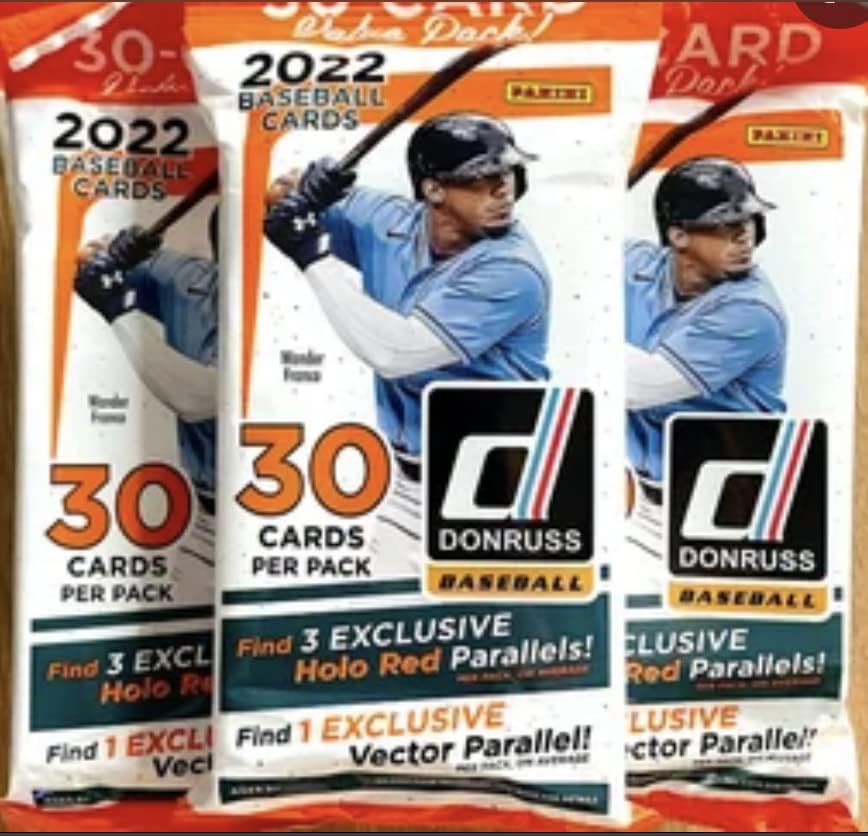 2022 Panini Donruss Baseball Violoncelo/Fat Pack - 90 cartões de beisebol incluídos