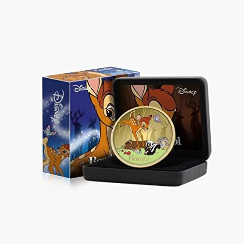 Bambi Disney Coin para colecionadores com cunhagem limitada - moeda colecionável oficial da Disney com caixa da Disney ligada a couro