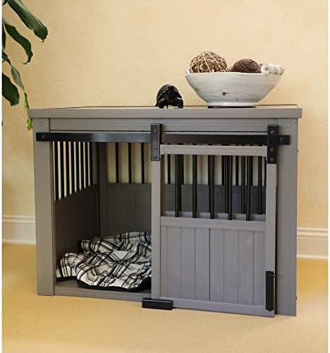 New Age Pet Ecoflex Homestead Sliding Barn Door Furniture Style Dog Crate -Grey, grande