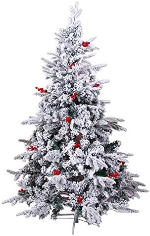 YUMUO neve em árvore de natal arruinada, decoração de férias árvores de Natal artificiais com bagas vermelhas ornamentos