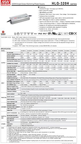 HLG-320H-24C LED AC/DC SONDA DE PODERAÇÃO DO FOLTA 24V 13.34A 320,2W 5 pinos