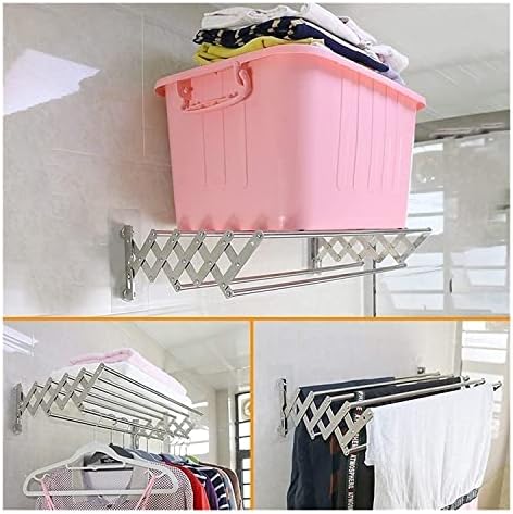 Rack de roupas de roupas de economia de parede de parede XMCX Rack de seca de roupas retráteis Racks seco Airer para varanda Lavanderia Lavanderia Linha de lavar armazenamento fácil