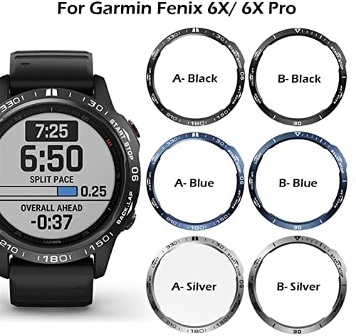 EGSDSE para Garmin Fenix ​​6x/6x Pro/6x Sapphire Relógio Bungor Anel de aço inoxidável Unidades de tempo esculpidas