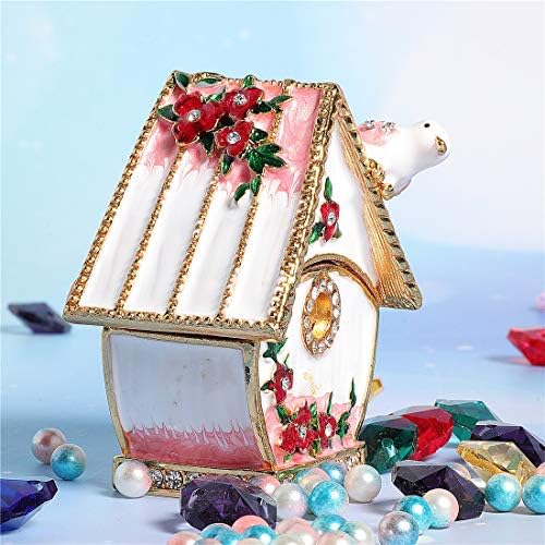 Waltz & F Bird House Metal Tinket Box Box Jewelned Pinted Ring Selter Animal Collectible Figure Decoration