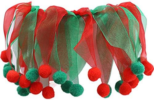 Yanqinqin Christmas Collar Ornaments Red Green Green Collar Ajustável Vestido de férias para gato e cachorro)