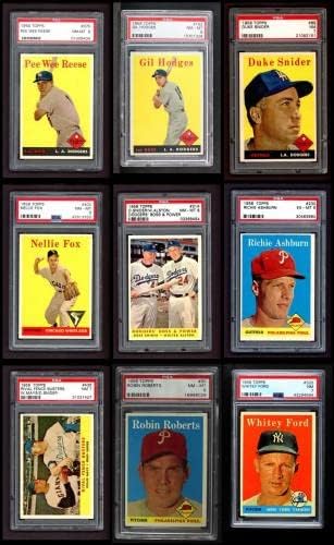 1958 Topps Baseball Complete Conjunto - Premier 8 - NM/MT - Conjuntos completos de beisebol