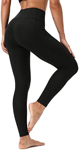 Calças de ioga de cintura alta e de cintura alta amanteigada feminina com bolsos - Nedlet Workout Leggings 25 ''