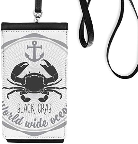 Sketch de caranguejo Organismo marinho Padrão da carteira de telefonia Bolsa móvel Bolsa preta bolso preto