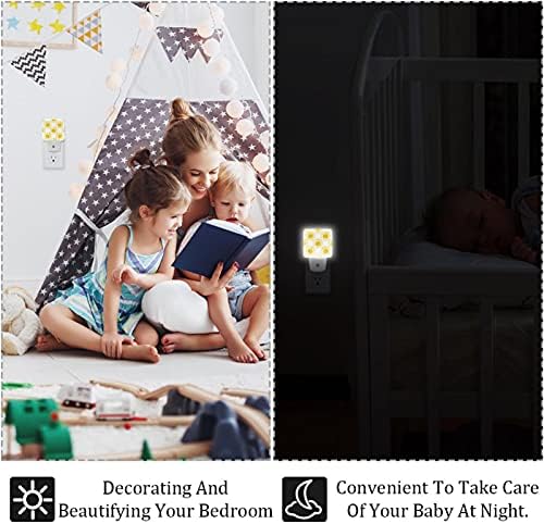 Doodle Suns Amarelo LED Night Light, Kids Nightlights for Bedroom Plug in Wall Night Lamp Brilho ajustável para escadas