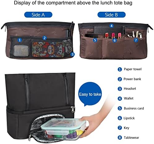 Bag de Tote de almoço de Monstina para homens, Lunch Sagão de 2 camadas com porta de alumínio de alumínio USB.