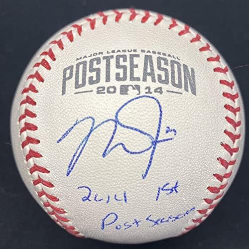 Mike Trout 1st Pós -temporada assinou o logotipo da pós -temporada de 2014 MLB Holo - Bolalls autografados