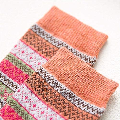 Baishitop 5 meias coloridas de espessura casual malha macia lã vintage pares mulheres inverno meias quentes meias curtas