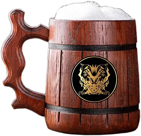 MHW Teostra Wooden Beer Caneca. Caneca de cerveja MHW personalizada. Gamer caneca tanque. Presente para ele. Presente de jogador