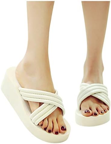 Flippers para mulheres, cunhas de moda externa em casa praia lasca respirável chinelos sandálias Preppy Hotel Water Shoes para mulheres
