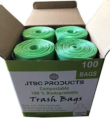 Sacos de lixo compostáveis ​​ biodegradáveis ​​sacos de lixo de lixo - 13 galões de ASTM D6400 certificados por produtos