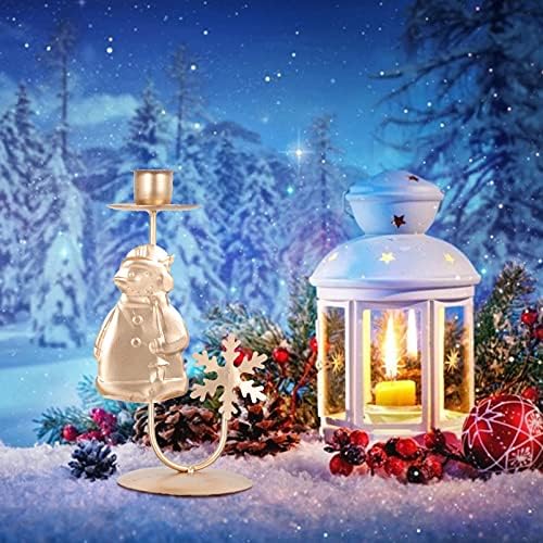 Vandela de vela de vela de vela de Natal de 2pcs genéricos Snowman Snowflake Tree Bell Style Tea Light Candle Rack Holiday Natal Mesa