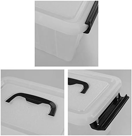 Bringer 3 quart 6-pacote caixas de armazenamento de plástico transparente, caixa de trava com alça preta