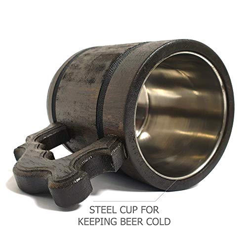 Vegvisir Beer Stein, Viking Compass, Símbolo Celta personalizado, presente para ele, caneca de cerveja individual, presente personalizado para homem, presente de padrinho, tanque de cerveja de madeira