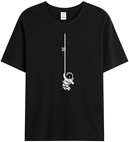 ZDDO Mens Summer camisetas de manga curta Astronauta simples Astronauta Crewneck Tops Street Youth Slim Fit Casual Tees