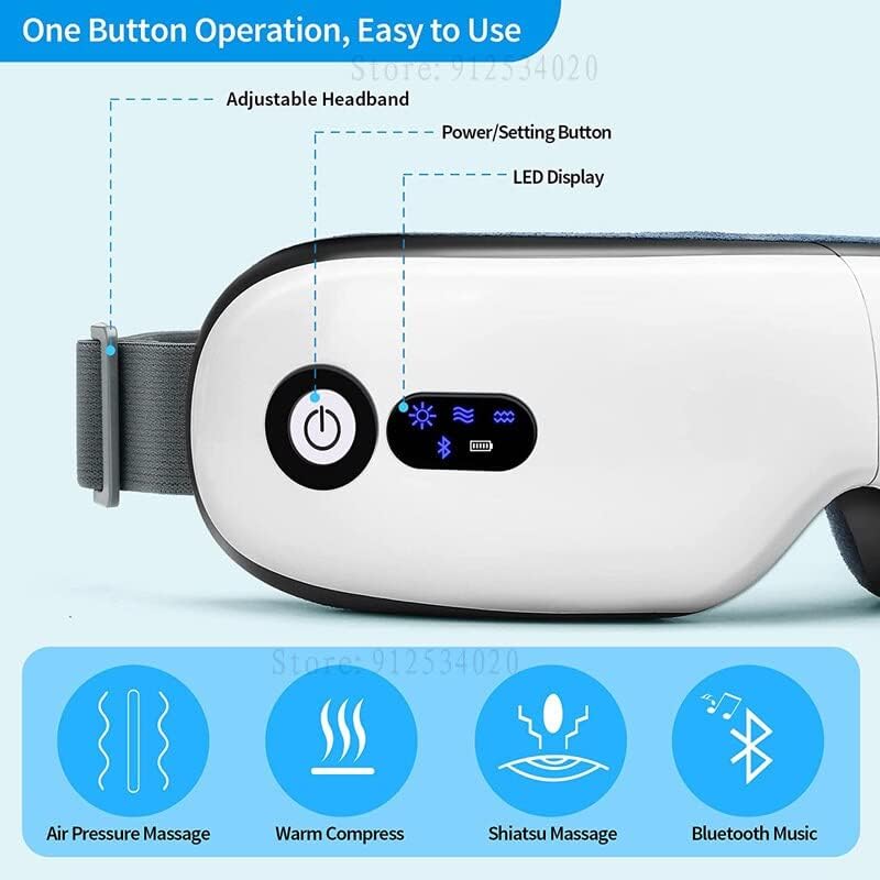 Weershun Electric Smart Eye Massager 4D Airbag Smart Vibração Proteção para os olhos Aquecimento Bluetooth Música elimina
