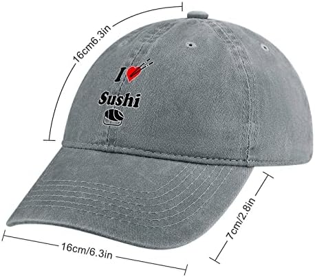 Eu amo sushi unissex jeans hat casual beisebol tap pai chapéu de caminhão tampa com ajuste ajustável