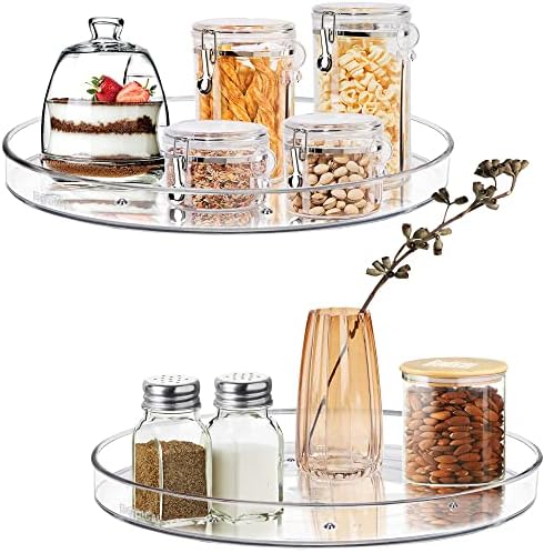 4 Pacote Lazy Susan Organizador, conjunto de 2 por 10,6 polegadas / 9,25 polegadas Clear Lazy Susan Turtable para gabinete