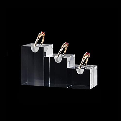 Um conjunto de 3pcs transparentes de anel acrílico exibição de jóias quadradas de jóias de jóias Organizador do anel para feiras