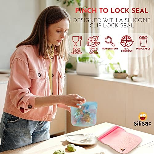 Silisac Baby Slack Rececles, sacos de silicone para armazenamento de alimentos, sacos reutilizáveis ​​para crianças, sacos reutilizáveis,