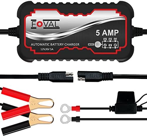 Carregador de bateria de carros inteligentes 5A FOOL, 6V e 12V Automotivo, mantenedora de bateria, carregador para motocicletas, carregador de flutuador para carros, caminhões, SUVs, barco, grama, rv, ATV