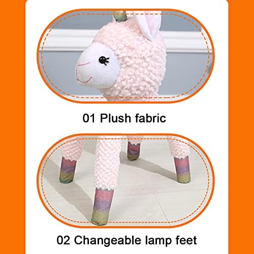LJFLI CRIANÇAS Lâmpada de chão para quarto garotas garotas rosa alpaca de cabeceira luminária de mesa para crianças