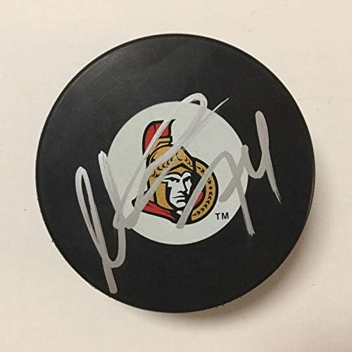 Mark Borowiecki assinou autografou os senadores de Ottawa Hockey Puck A - Pucks NHL autografados