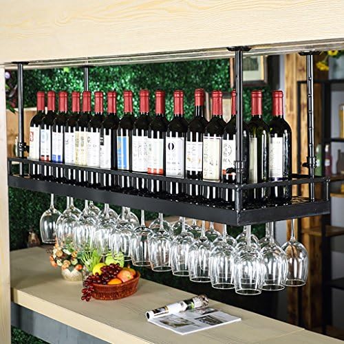 Portador de copo de vinho da simplicidade elegante, citador de vidro de vinhos de vinhos de vinho vintage, porta -vidros de vinhos de vinhos pendurados, PIBM, preto, 80 * 35cm