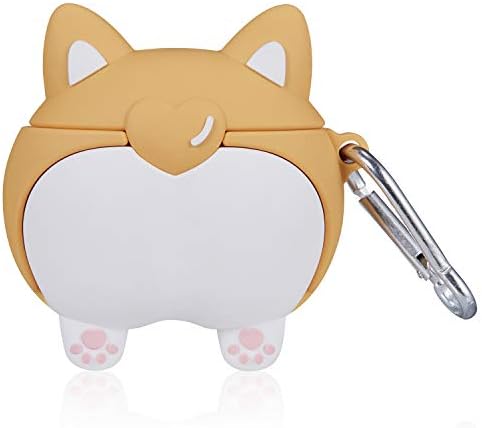 Coralogo para airpods 1/2 estojo fofo, caráter de desenho animado de desenho animado Soft Silicone AirPod Skin Dog Funny Funny Facchain