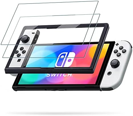 Protetor de tela ARAE [2 PACK] para Nintendo Switch OLED Modelo 2021, vidro temperado em HD, anti -scratch compatível com Nintendo
