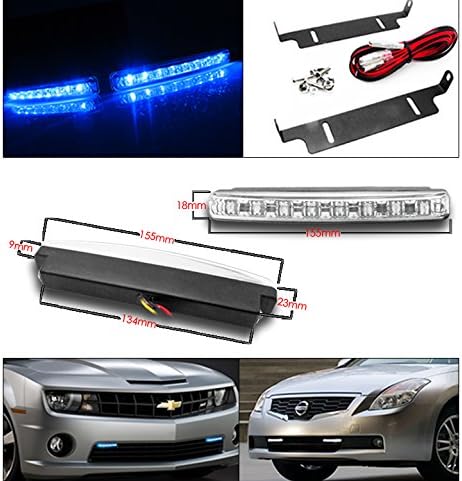 ZMAUTOPARTS SUBSTITUIÇÃO FARECTRAMPS BLACK FACTAMPS com 6 luzes de DRL LED azul para 2002-2003 Acura TL