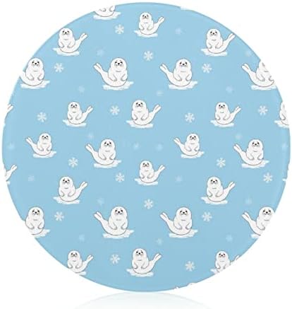 Cartoon fofo Baby Seal Witter Cutting Boards redondo bloco de corte personalizado tapetes de corte personalizados para cozinha fácil de limpar