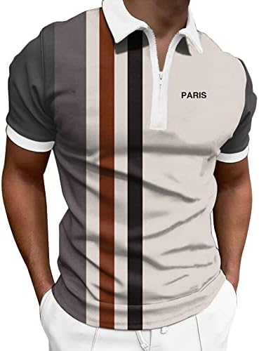 Mens clássica camisa polo de manga curta colorida bloco de colarinho de colarinho de t-shirt de golfe esportivo casual, camiseta pólo grátis de rugas