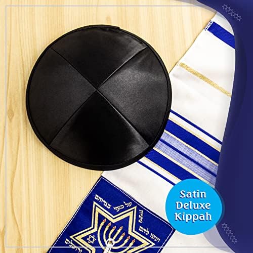 Holyudaica Pack of 5 -PCS - HQ Cetin/linho/veludo/seda crua/camurça kippah para homens, chapéu Yamaka projetado em