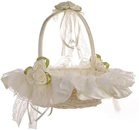 Cesto de casamento menina cesta de renda decoração de casamento cesto de flor de flor de flor de flor, cesta romântica tecida à mão para decoração
