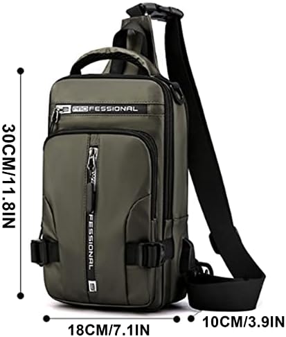 Bolsa de crossbody masculina multifuncional, USB carregando bolsa de ombro esportiva à prova d'água para caminhadas, acampamento,