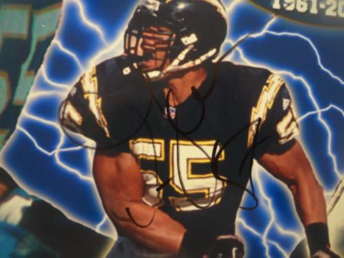 Junior Seau autografou a foto 11x14 com prova, imagem da assinatura júnior para, PSA/DNA autenticado, Hall da Fama, Pro Bowl