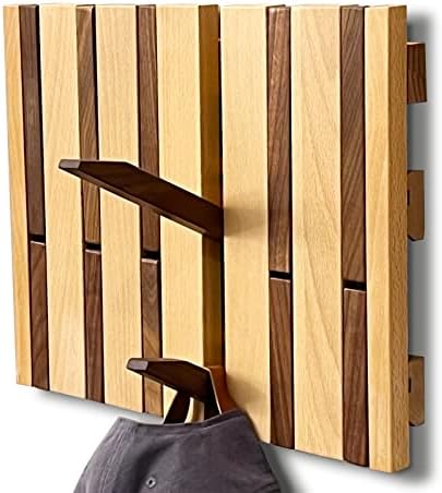 GogeBell Natural Wood Mold Mound Piano Casat Rack | Montagem da parede do rack de revestimento | Deslize o gancho da parede | Rack de armazenamento feito à mão 12 ganchos, feitos de faia e noz preta