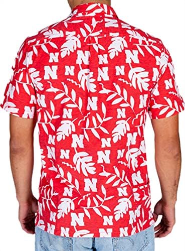 Tellum e Chop/Shinesty Masculino Nebraska Cornhuskers Hawaiian Palm Leaves Beach Shirt