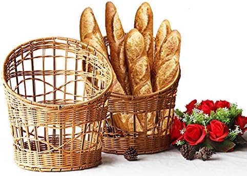 Cesta de pão de tecido pzj, imitação de retangular cesta de pão de vime de vime, alimentos de mesa e cesta de vegetais, serviço