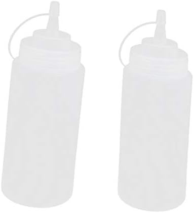 X-dree 400ml de bico reto de plástico garrafa de óleo transparente w tampa 2pcs (novo LON0167 400ml Plastic com um bico reto comeze