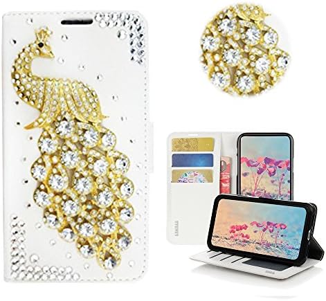 STENES IPHONE SE CASO - ENLISHO - 3D Handmade Bling Crystal Paval Paval Design Wallet Slots de cartão de crédito Dobra capa de couro para iPhone 5/ iPhone 5s/ iPhone SE - Multicolor