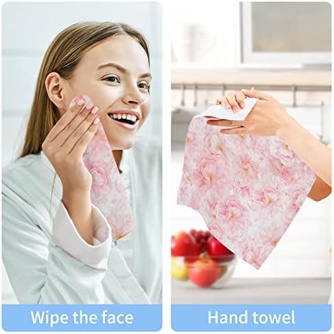 Alaza lavar pano conjunto de cerejeira rosa - pacote de 6, panos de algodão, toalhas altamente absorventes e macias da ponta