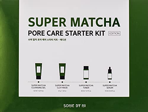Alguns por Mi Super Matcha Pore Care Kit / Toner 1,01oz, soro 0,33 oz, gel de limpeza 1,42 oz, máscara de argila 1,48