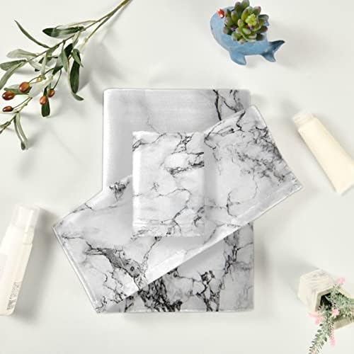 Toalhas Conjunto para banheiro elegante Toalhas de banho de textura de mármore branco