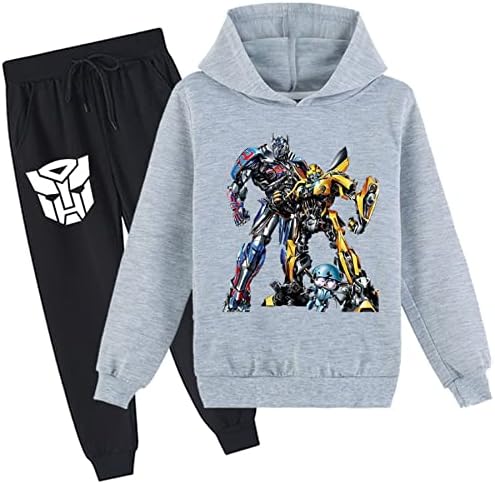 Leeorz Kids 2 peças Transformers Capuzes com moletom de manga longa e calças de moletom de mangas compridas e calças